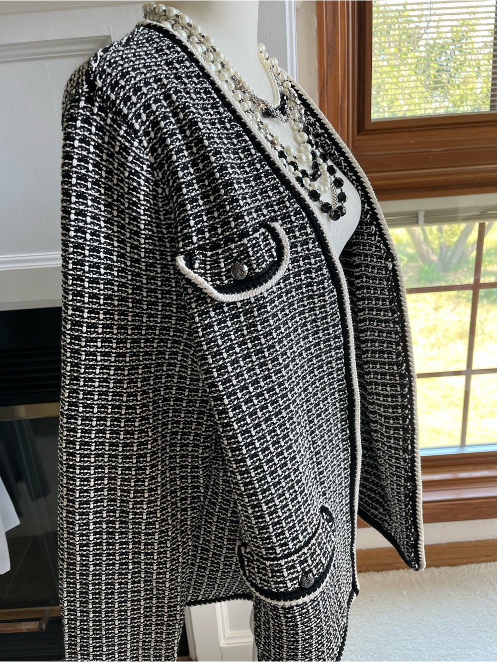 Talbots Black & White Tweed Open-Front Women's Jacket SIZE XL - Picture 12 of 12